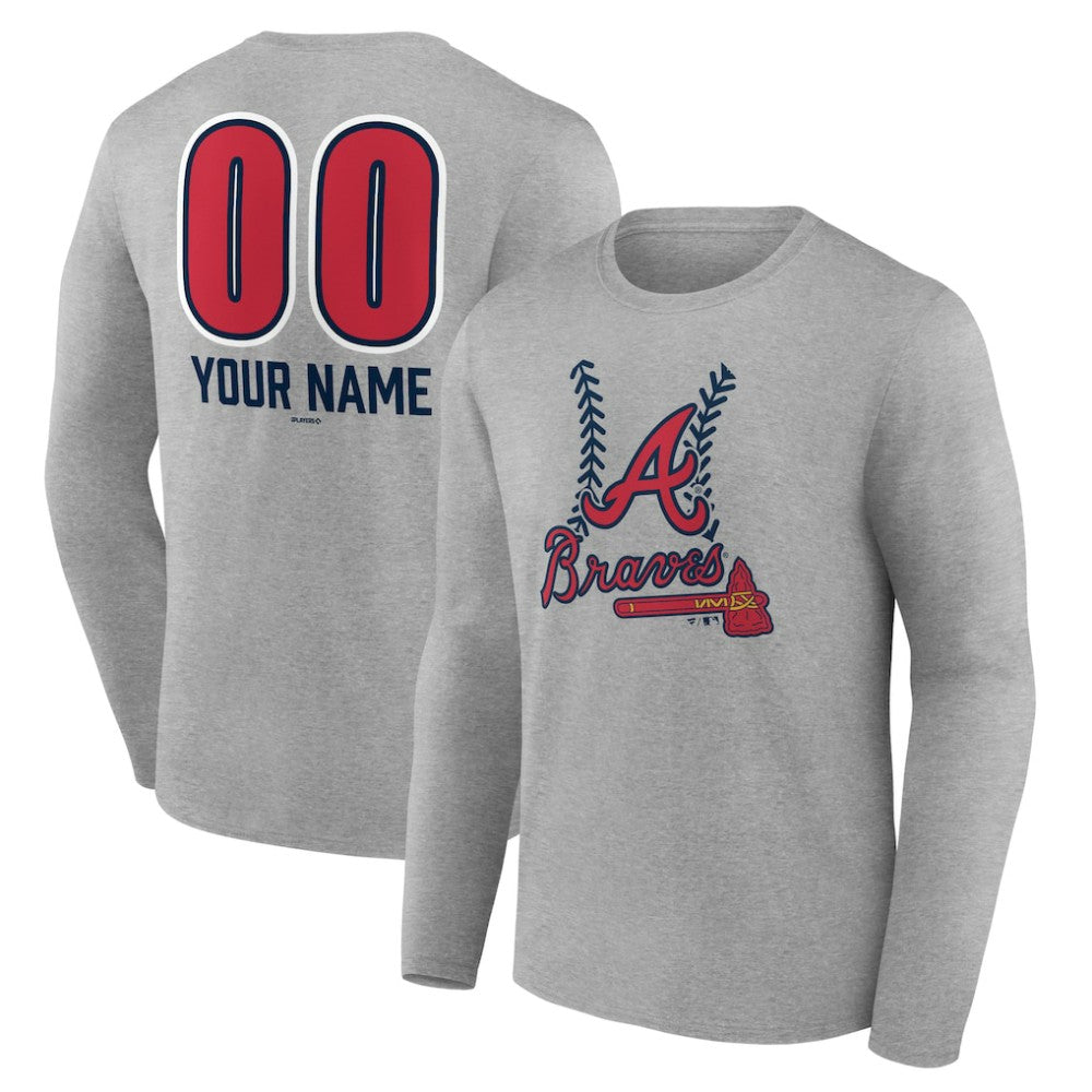 Atlanta Braves Personalized Name & Number Fastball Long Sleeve T-Shirt - MLB