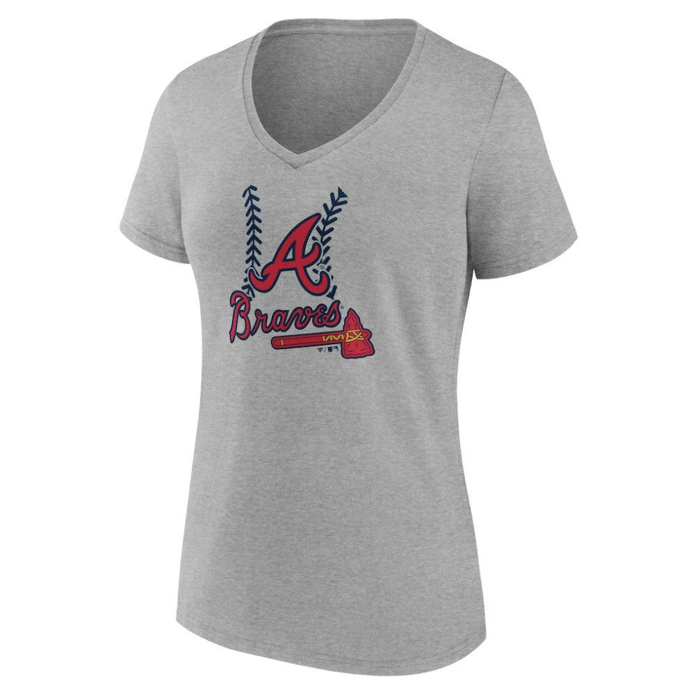 Atlanta Braves Women's Personalized Name & Number Fastball V-Neck T-Shirt - MLB