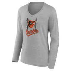 Baltimore Orioles Women's Personalized Name & Number Fastball Long Sleeve V-Neck T-Shirt - MLB