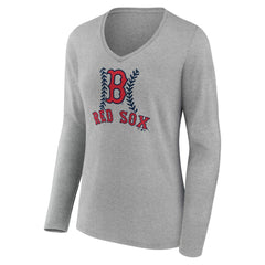 Boston Red Sox Women's Personalized Name & Number Fastball Long Sleeve V-Neck T-Shirt - MLB