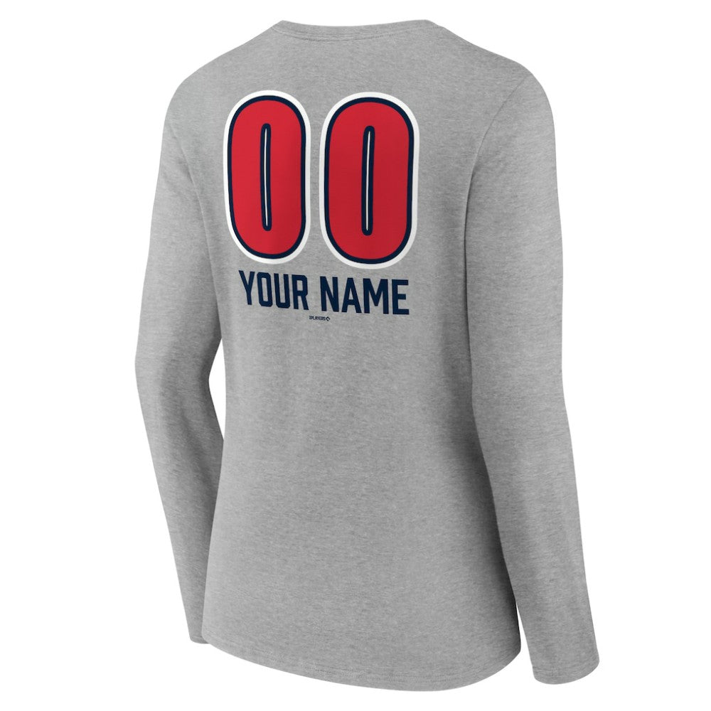 Boston Red Sox Women's Personalized Name & Number Fastball Long Sleeve V-Neck T-Shirt - MLB