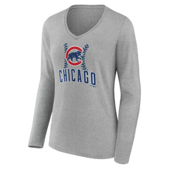 Chicago Cubs Women's Personalized Name & Number Fastball Long Sleeve V-Neck T-Shirt - MLB