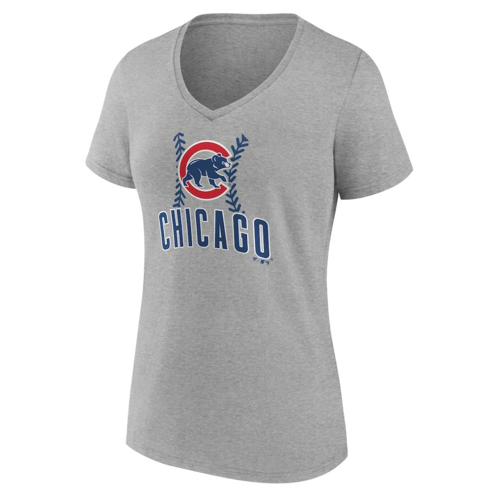 Chicago Cubs Women's Personalized Name & Number Fastball V-Neck T-Shirt - MLB