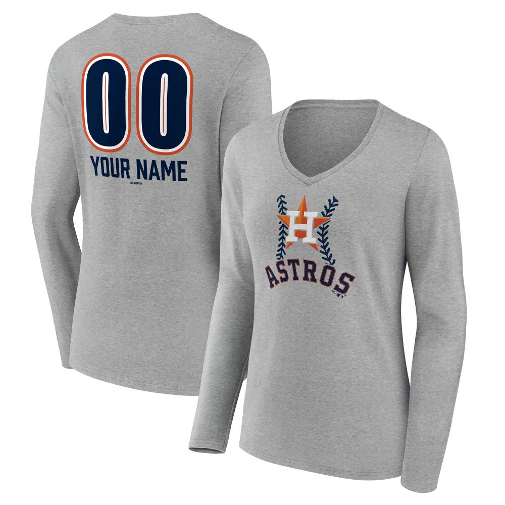Houston Astros Women's Personalized Name & Number Fastball Long Sleeve V-Neck T-Shirt - MLB