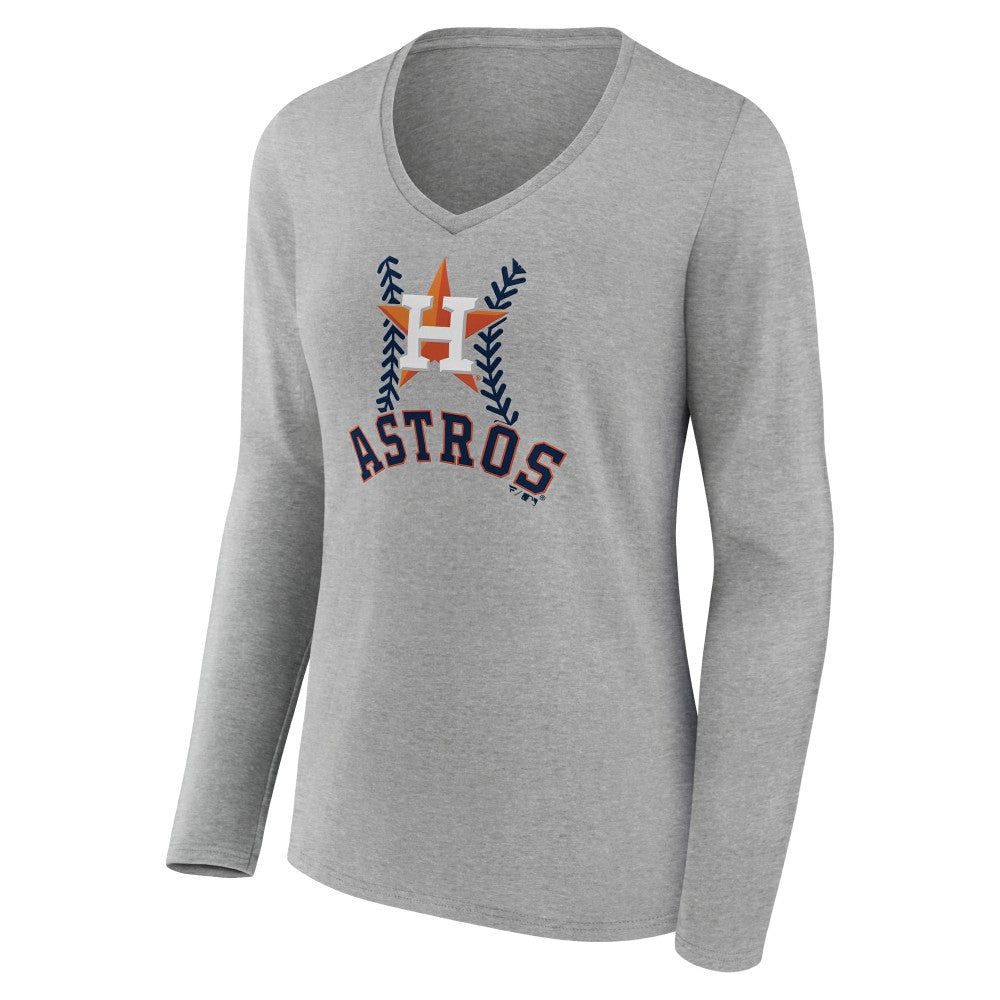 Houston Astros Women's Personalized Name & Number Fastball Long Sleeve V-Neck T-Shirt - MLB