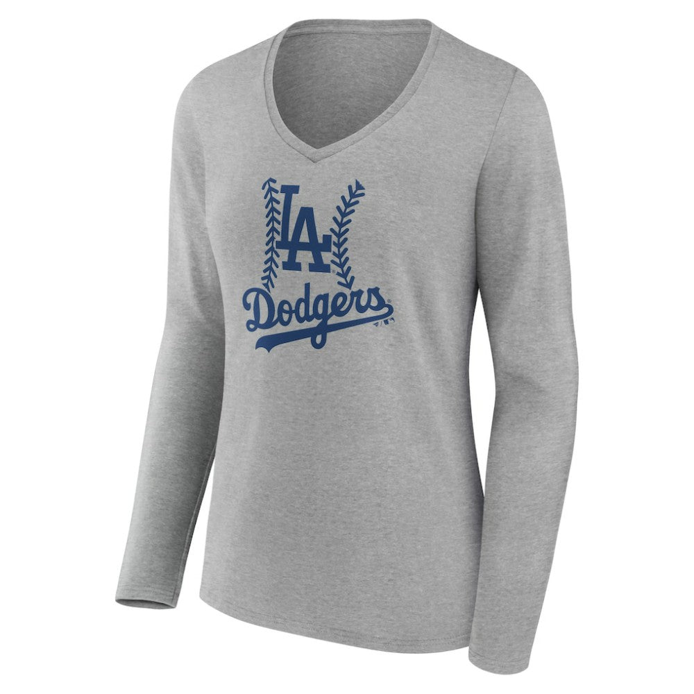Los Angeles Dodgers Women's Personalized Name & Number Fastball Long Sleeve V-Neck T-Shirt - MLB