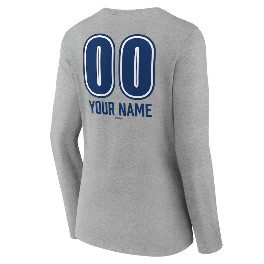 Los Angeles Dodgers Women's Personalized Name & Number Fastball Long Sleeve V-Neck T-Shirt - MLB