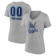 Los Angeles Dodgers Women's Personalized Name & Number Fastball V-Neck T-Shirt - MLB