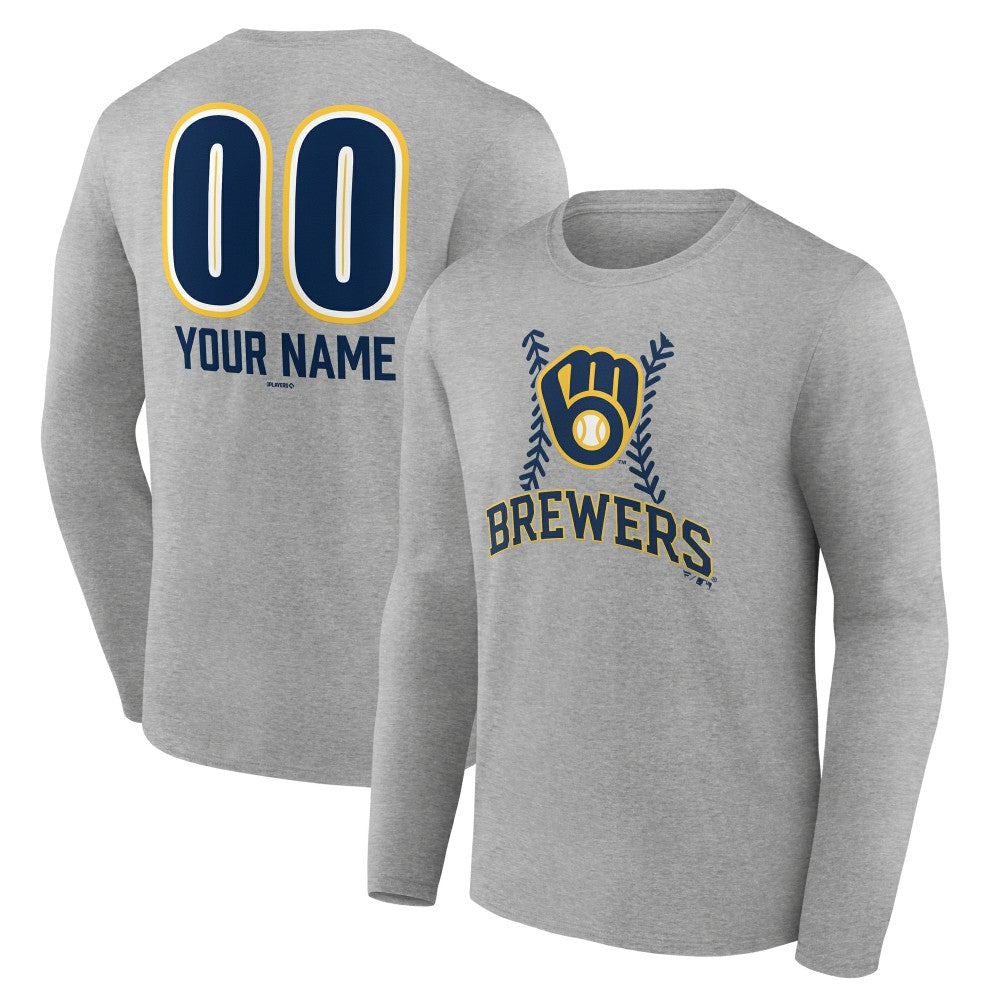Milwaukee Brewers Personalized Name & Number Fastball Long Sleeve T-Shirt - MLB