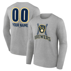 Milwaukee Brewers Personalized Name & Number Fastball Long Sleeve T-Shirt - MLB