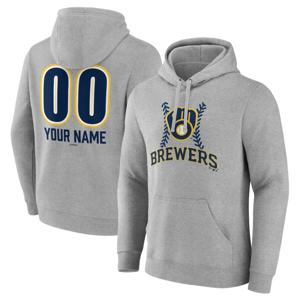 Milwaukee Brewers Personalized Name & Number Fastball Pullover Hoodie - MLB