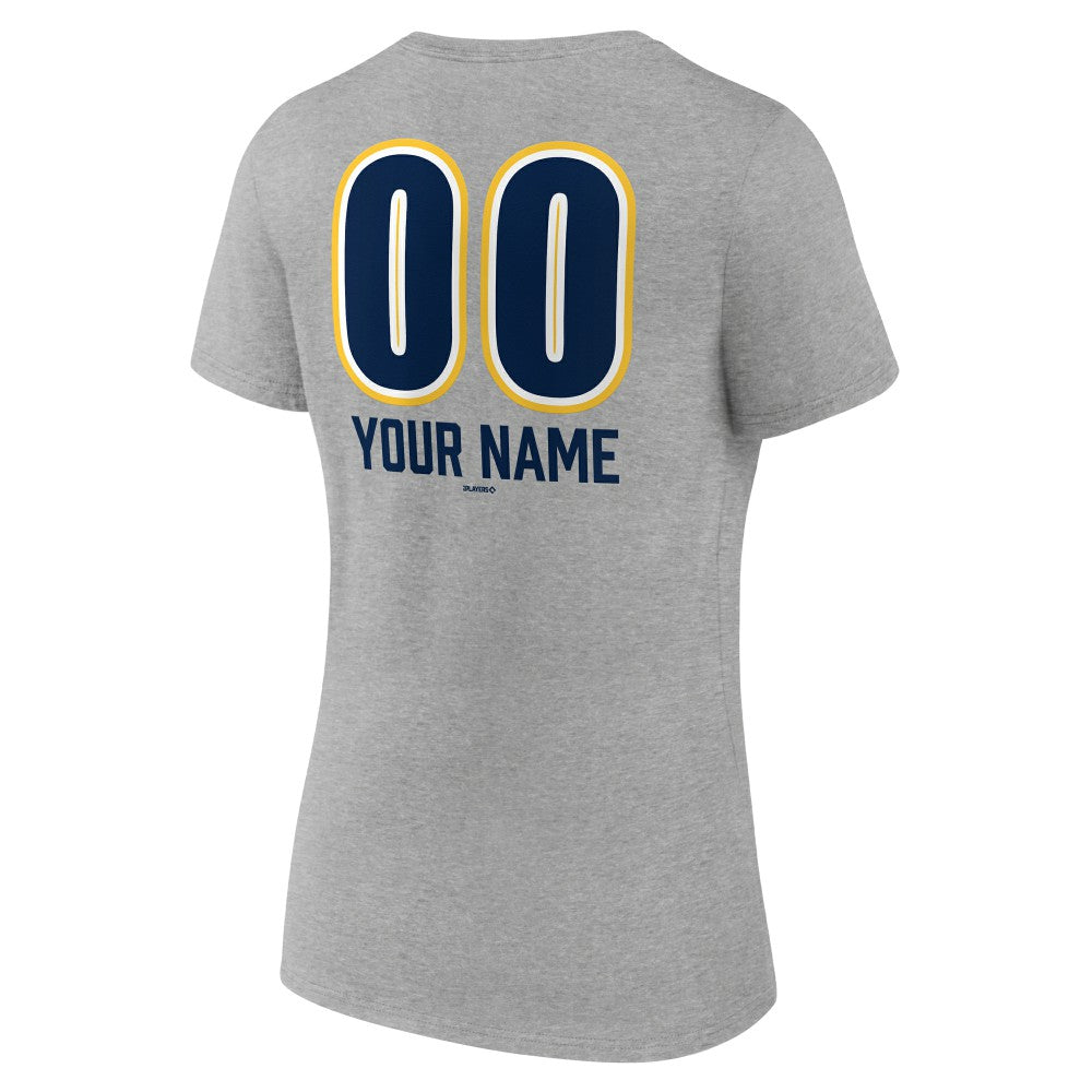 Milwaukee Brewers Women's Personalized Name & Number Fastball V-Neck T-Shirt - MLB