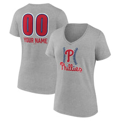 Philadelphia Phillies Women's Personalized Name & Number Fastball V-Neck T-Shirt - MLB