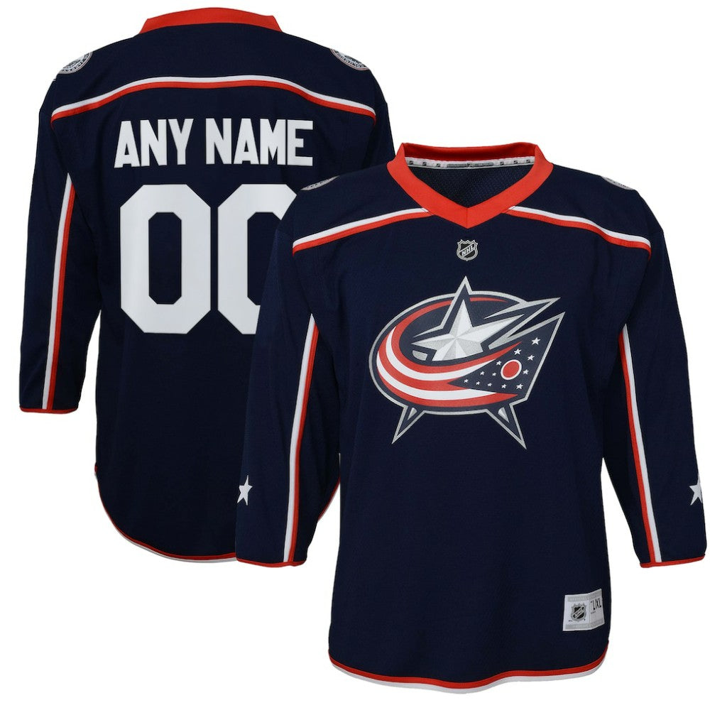 Columbus Blue Jackets Youth Home Replica Custom Jersey - Navy - NHL