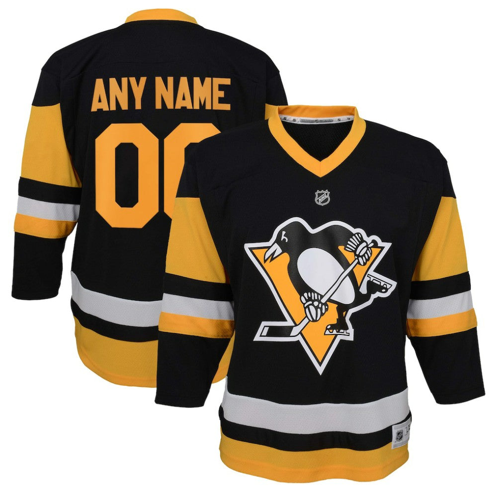 Pittsburgh Penguins Youth Home Replica Custom Jersey - Black - NHL
