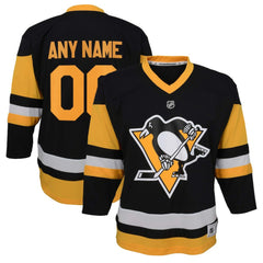 Pittsburgh Penguins Youth Home Replica Custom Jersey - Black - NHL