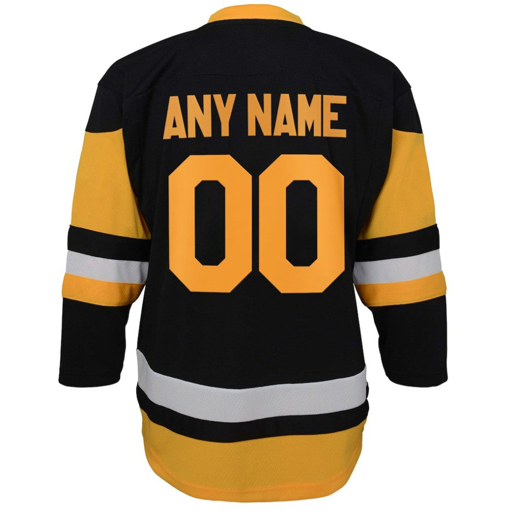 Pittsburgh Penguins Youth Home Replica Custom Jersey - Black - NHL