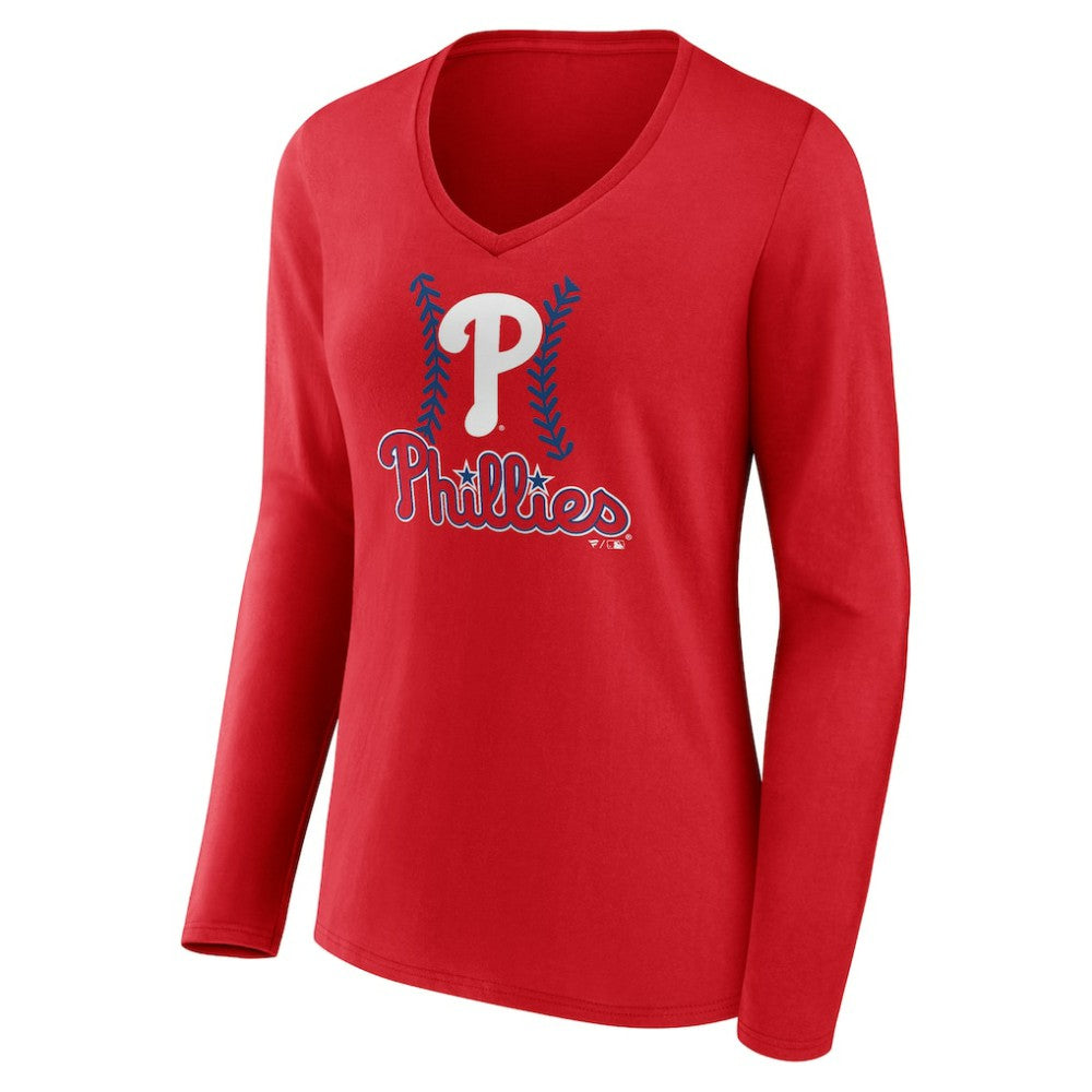 Bryce Harper Philadelphia Phillies Women's Fastball Player Name & Number Long Sleeve V-Neck T-Shirt - MLB