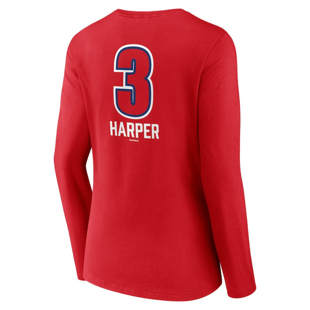 Bryce Harper Philadelphia Phillies Women's Fastball Player Name & Number Long Sleeve V-Neck T-Shirt - MLB