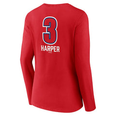 Bryce Harper Philadelphia Phillies Women's Fastball Player Name & Number Long Sleeve V-Neck T-Shirt - MLB