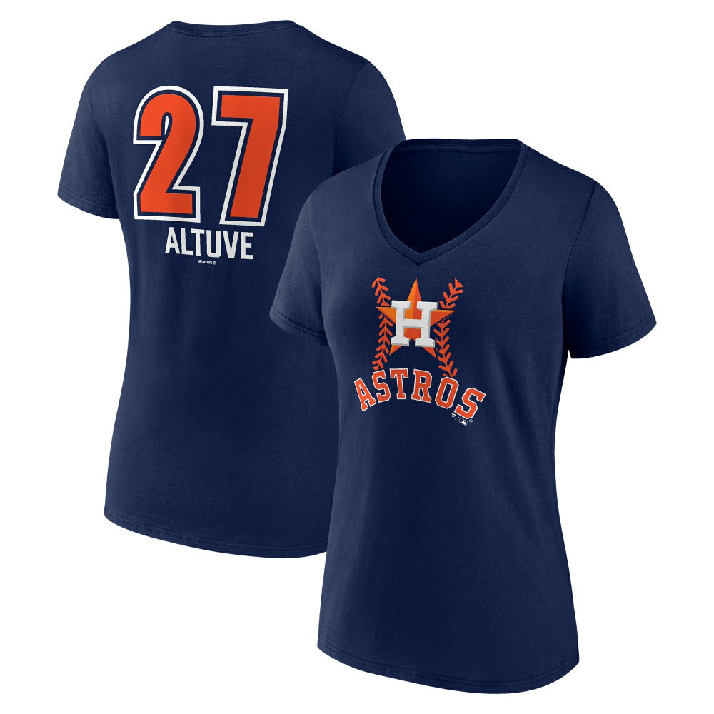 Jose Altuve Houston Astros Women's Fastball Player Name & Number V-Neck T-Shirt - MLB