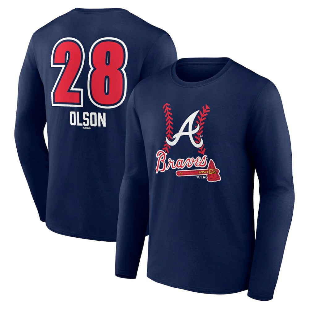 Matt Olson Atlanta Braves Fastball Player Name & Number Long Sleeve T-Shirt - MLB