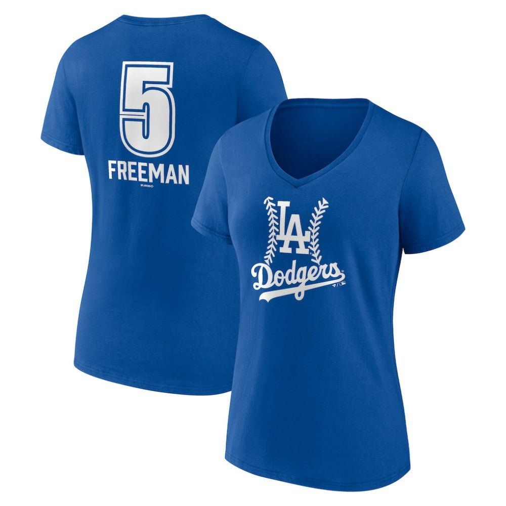 Freddie Freeman Los Angeles Dodgers Women's Fastball Player Name & Number V-Neck T-Shirt - MLB