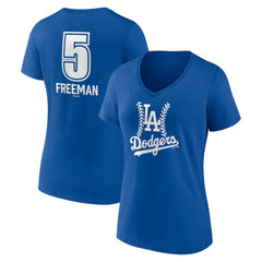 Freddie Freeman Los Angeles Dodgers Women's Fastball Player Name & Number V-Neck T-Shirt - MLB