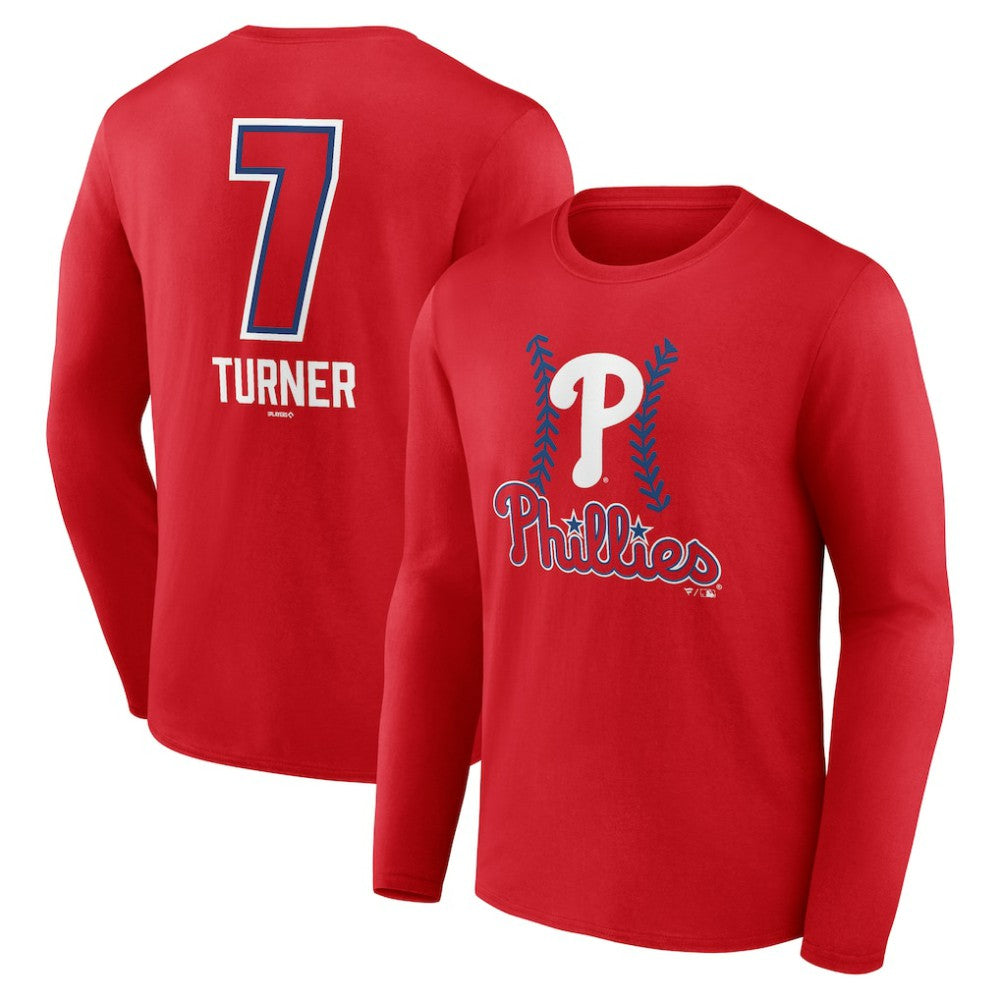 Trea Turner Philadelphia Phillies Fastball Player Name & Number Long Sleeve T-Shirt - MLB