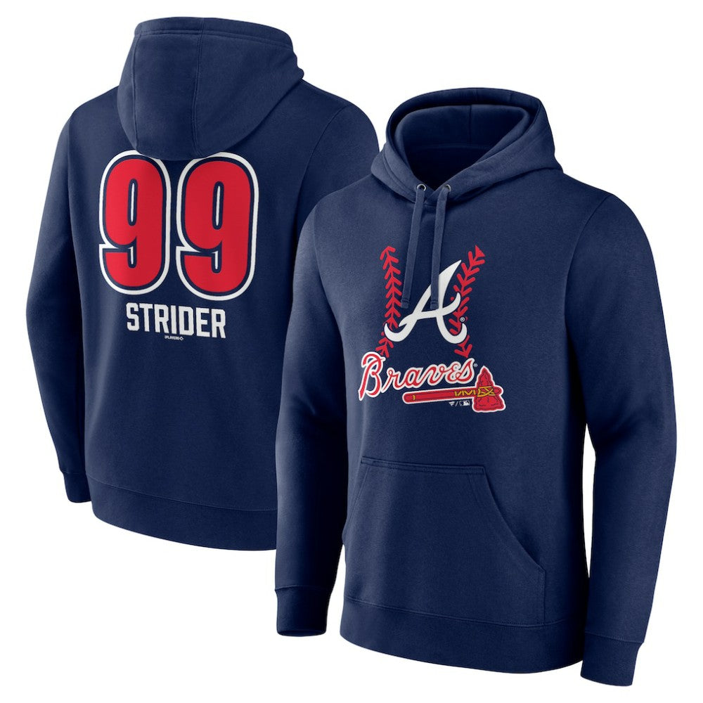 Spencer Strider Atlanta Braves Fastball Player Name & Number Pullover Hoodie - MLB
