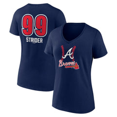Spencer Strider Atlanta Braves Women's Fastball Player Name & Number V-Neck T-Shirt - MLB