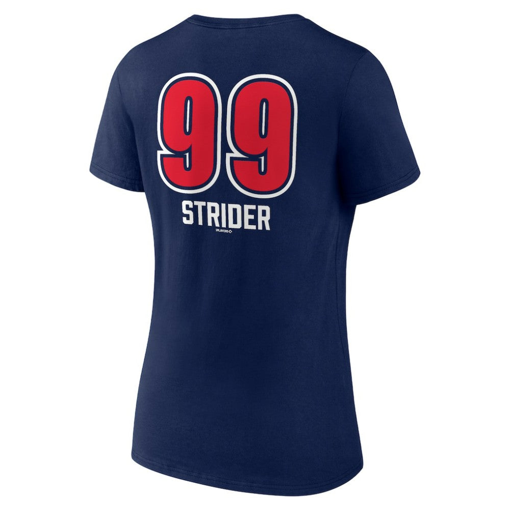 Spencer Strider Atlanta Braves Women's Fastball Player Name & Number V-Neck T-Shirt - MLB