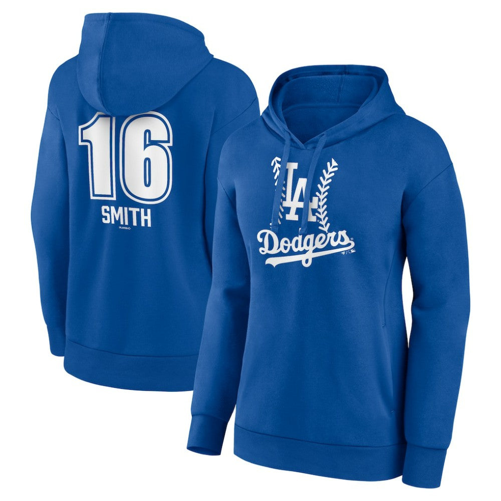 Will Smith Los Angeles Dodgers Women's Fastball Player Name & Number Pullover Hoodie - MLB