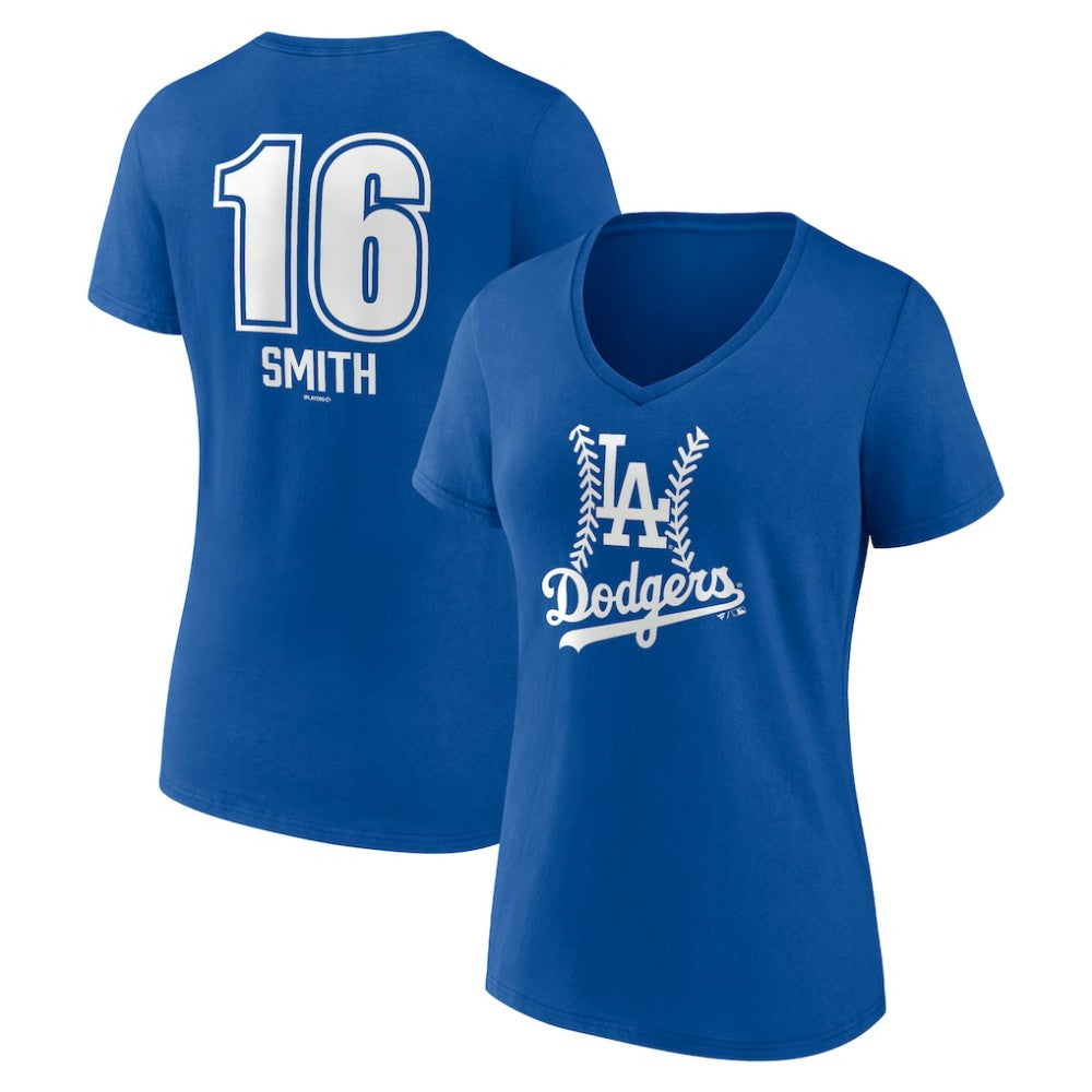 Will Smith Los Angeles Dodgers Women's Fastball Player Name & Number V-Neck T-Shirt - MLB