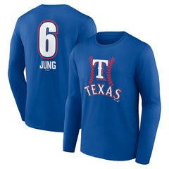 Josh Jung Texas Rangers Fastball Player Name & Number Long Sleeve T-Shirt - MLB