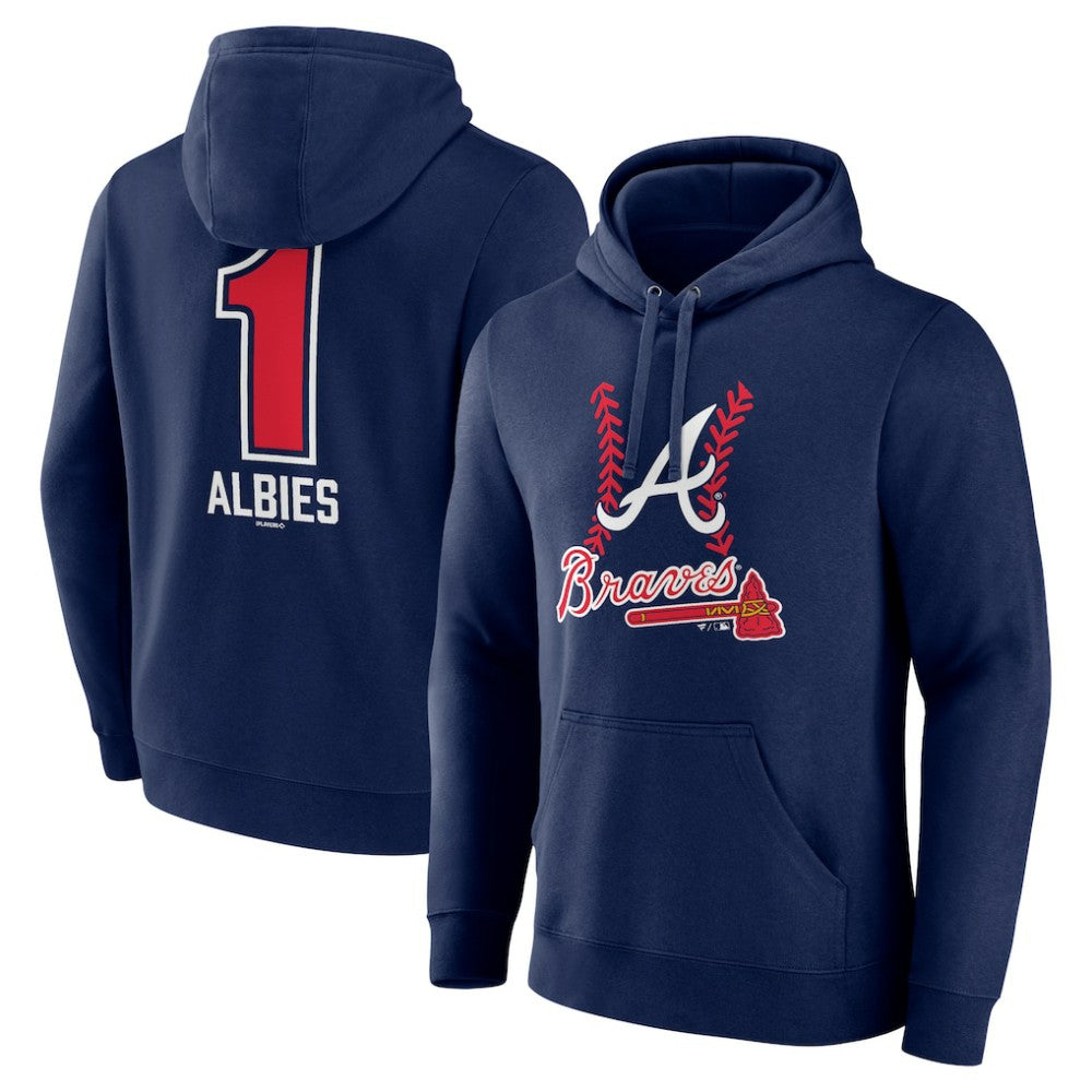 Ozzie Albies Atlanta Braves Fastball Player Name & Number Pullover Hoodie - MLB