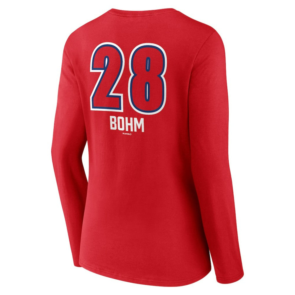 Alec Bohm Philadelphia Phillies Women's Fastball Player Name & Number Long Sleeve V-Neck T-Shirt - MLB