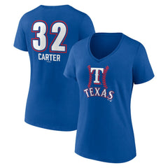 Evan Carter Texas Rangers Women's Fastball Player Name & Number V-Neck T-Shirt - MLB