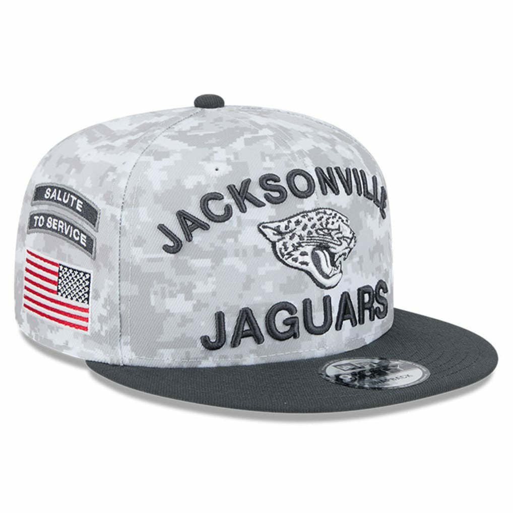 Jacksonville Jaguars New Era 2024 Salute To Service 9FIFTY Snapback Hat White/Graphite | NFL