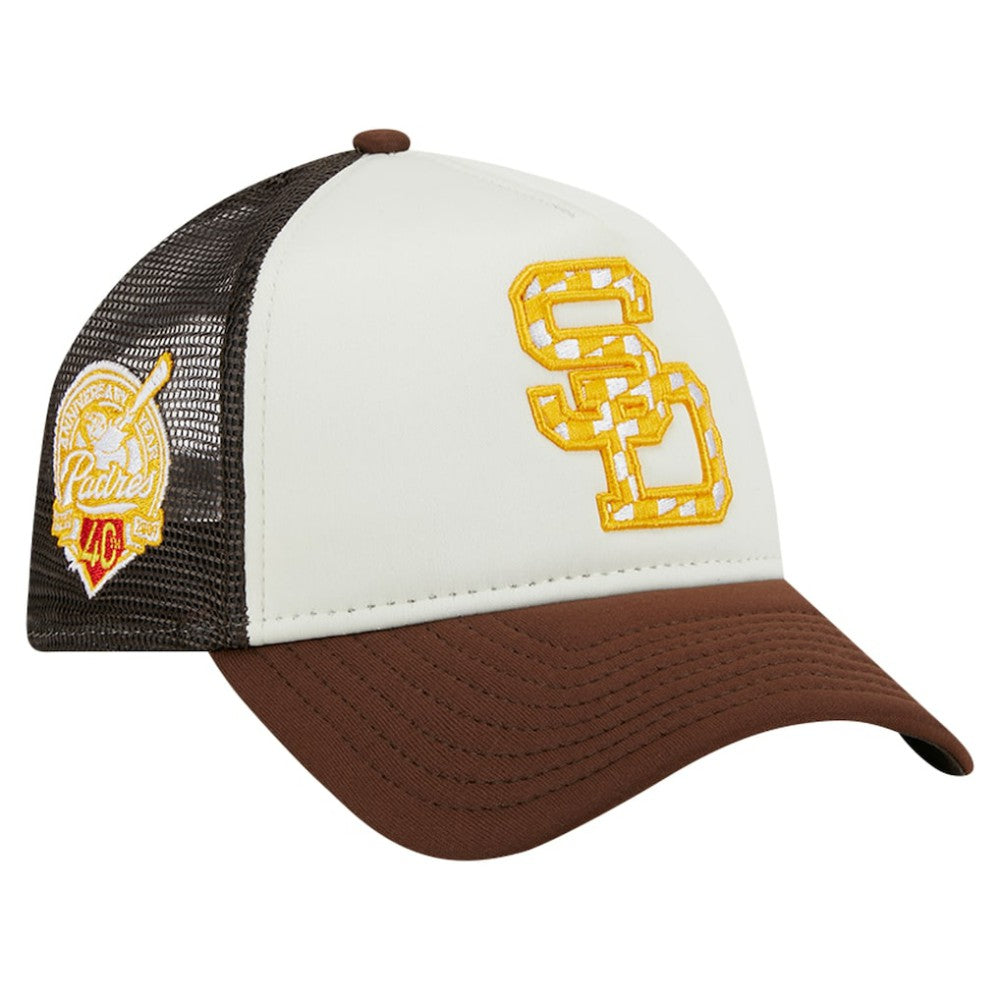San Diego Padres New Era Checkered Flag A-Frame Trucker 9FORTY Adjustable Hat - MLB