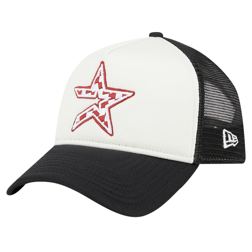 Houston Astros New Era Checkered Flag A-Frame Trucker 9FORTY Adjustable Hat - MLB
