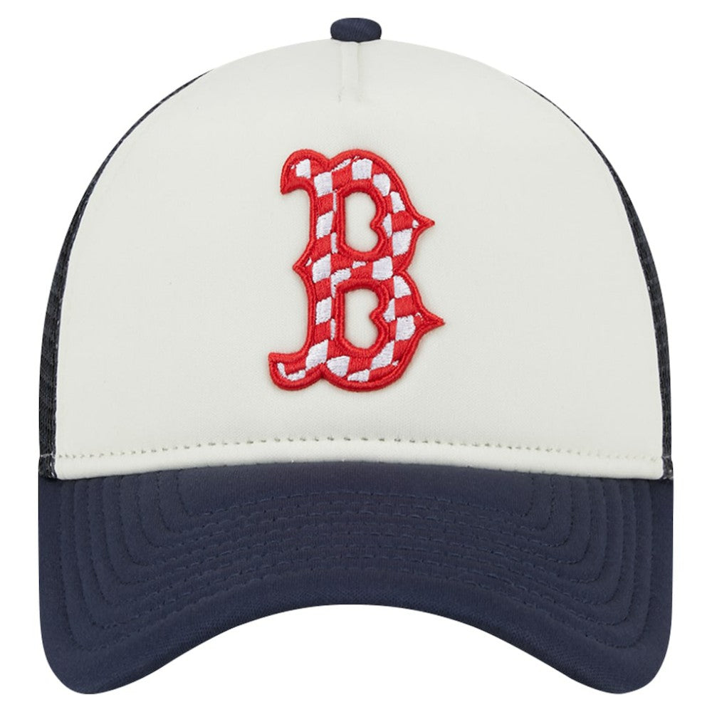 Boston Red Sox New Era Checkered Flag A-Frame Trucker 9FORTY Adjustable Hat - MLB