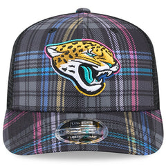Jacksonville Jaguars New Era 2024 NFL Crucial Catch Plaid 9SEVENTY Trucker Snapback Hat Black | NFL