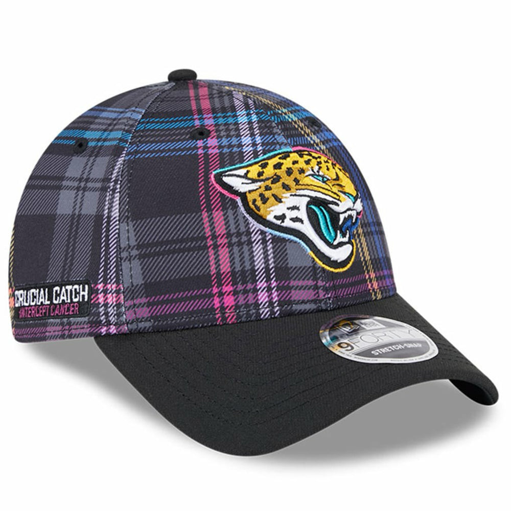 Jacksonville Jaguars New Era 2024 NFL Crucial Catch Plaid 9FORTY Adjustable Hat Black | NFL