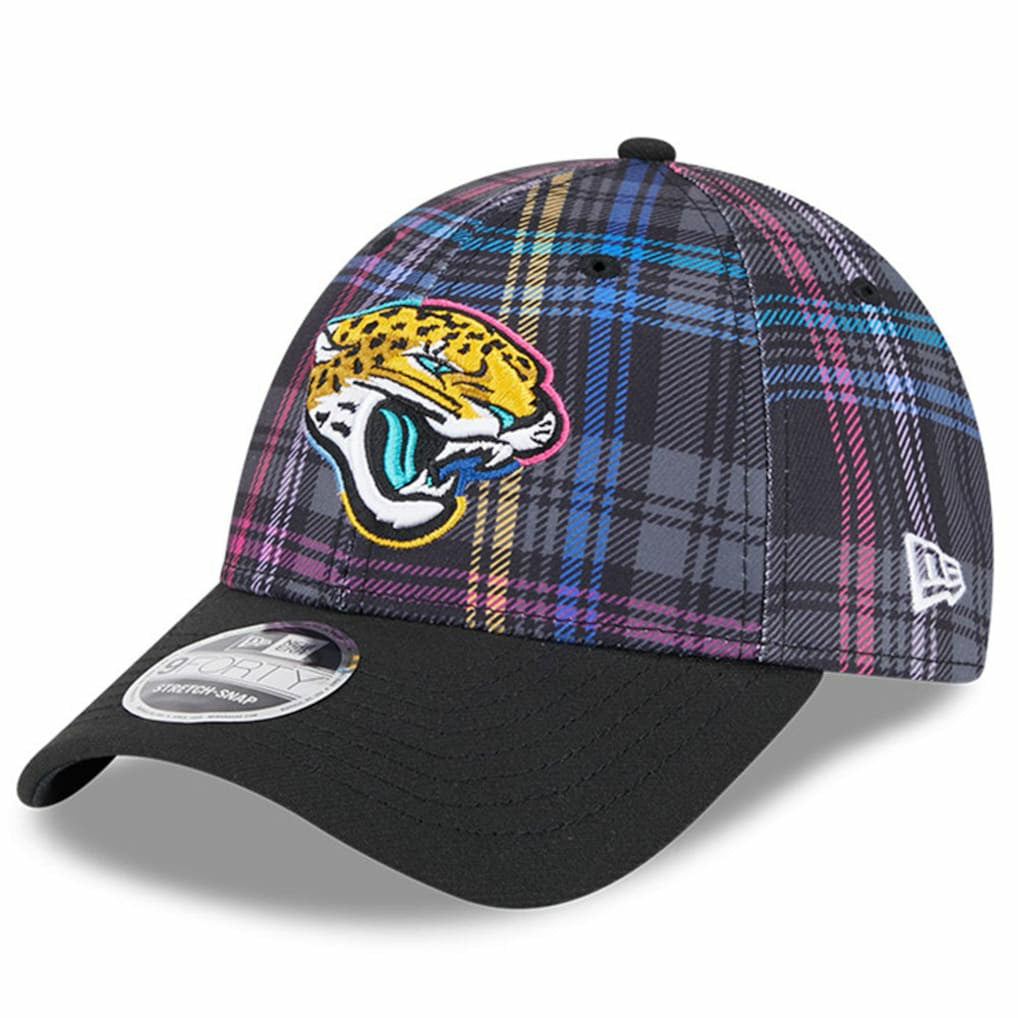 Jacksonville Jaguars New Era 2024 NFL Crucial Catch Plaid 9FORTY Adjustable Hat Black | NFL