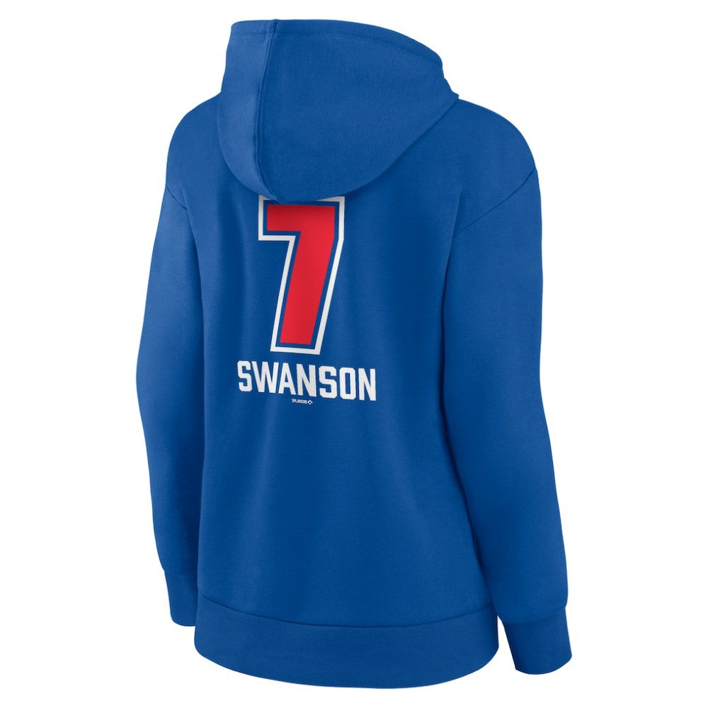 Dansby Swanson Chicago Cubs Women's Fastball Player Name & Number Pullover Hoodie - MLB