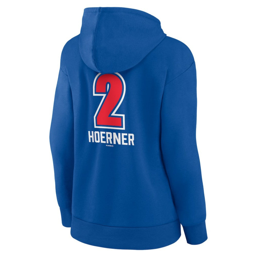 Nico Hoerner Chicago Cubs Women's Fastball Player Name & Number Pullover Hoodie - MLB