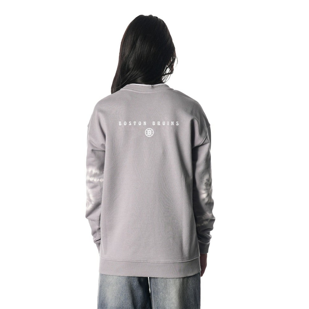 Boston Bruins The Wild Collective Unisex Tie-Dye Double Collar Pullover Sweatshirt - Gray - NHL