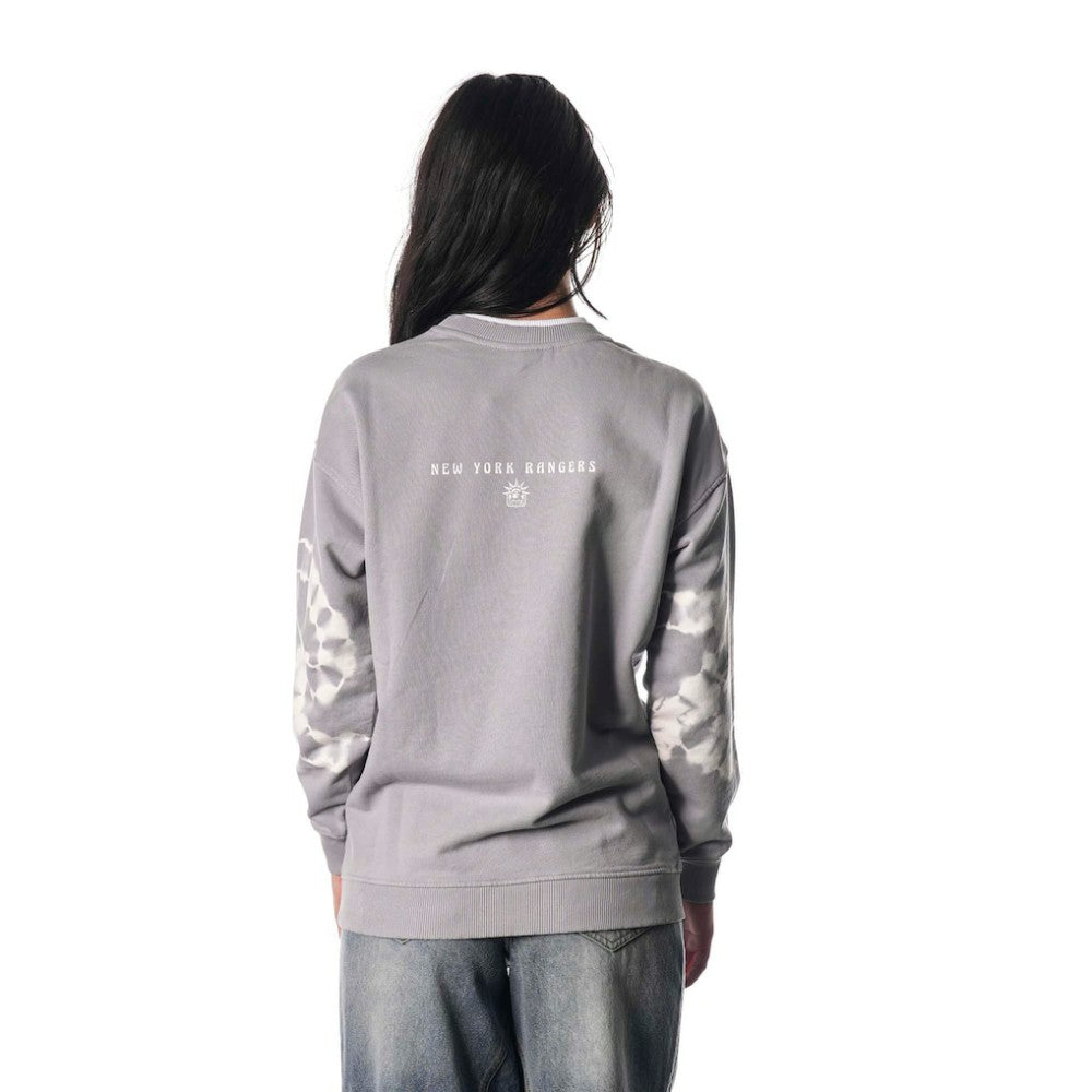 New York Rangers The Wild Collective Unisex Tie-Dye Double Collar Pullover Sweatshirt - Gray - NHL