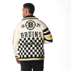 Boston Bruins The Wild Collective Unisex Jacquard Full-Zip Sweater - Cream - NHL